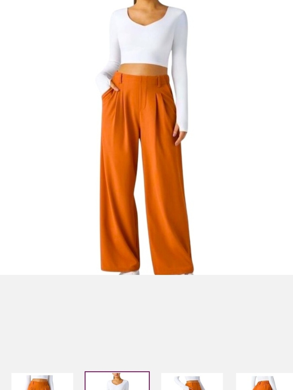 HALARA NWT Waffle Knit Orange Wide-Leg  Pants Size Medium - Picture 2 of 4